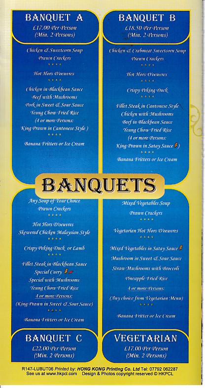 Menu of xxxxx